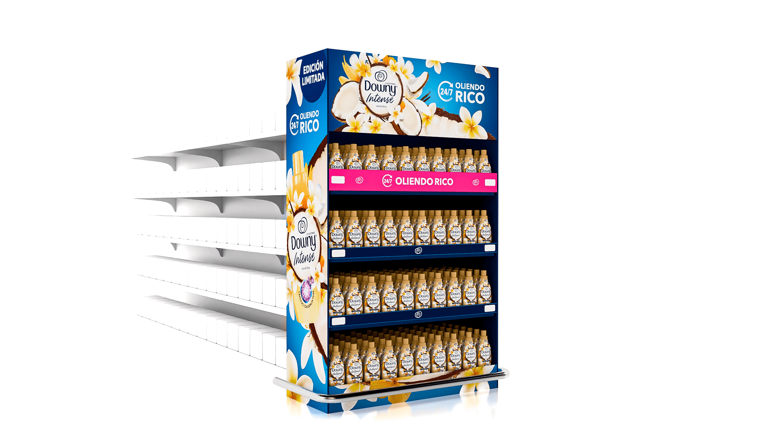 Cabecera de góndola de Downy Intense Vanilla Bliss.